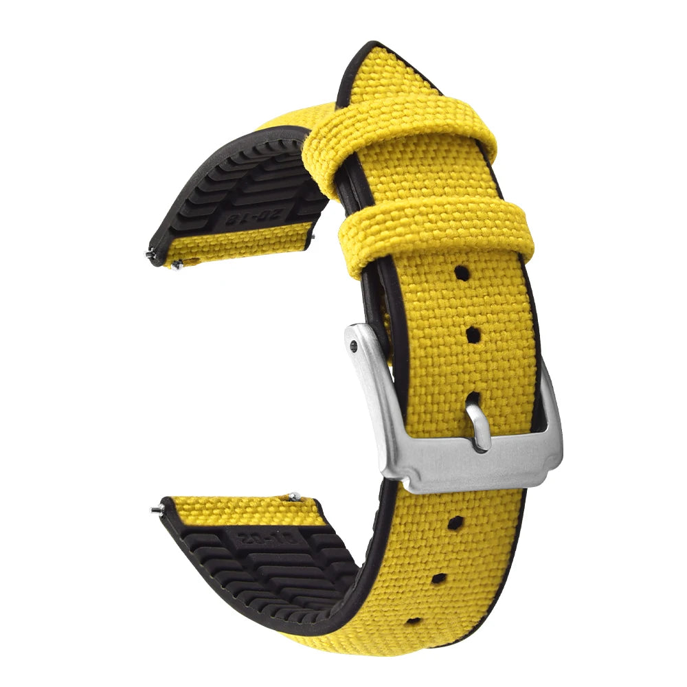 18/19/20/21/22mm For Cordura Sailcloth Nylon Strap Silicone Rubber Quick Release Band for Seiko Omega Cartier Smartwatch Belt