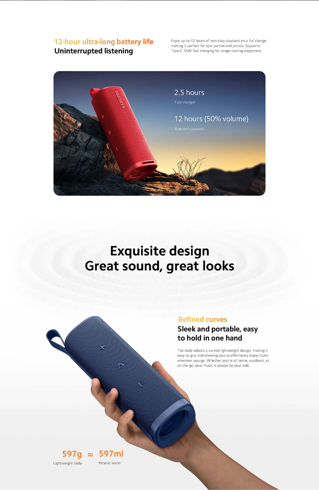 Global Version Xiaomi Sound Outdoor 30W Portable Speaker 12-Hour Ultra-Long Battery Life IP67 Bluetooth 5.4 TWS Stereo Combo