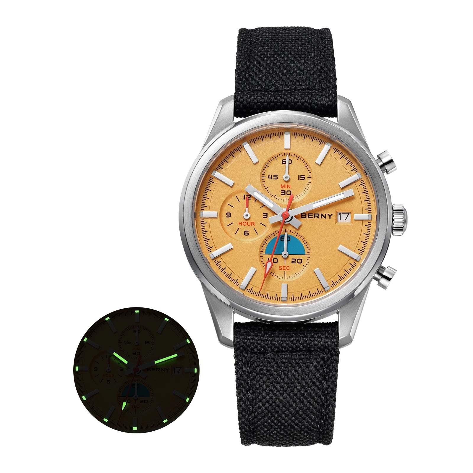 BERNY Chronograph Watch for Women/Men Sports Leisure Miyota OS10 AR Coated Sapphire Waterproof Top Fashion Sport Couple Watches