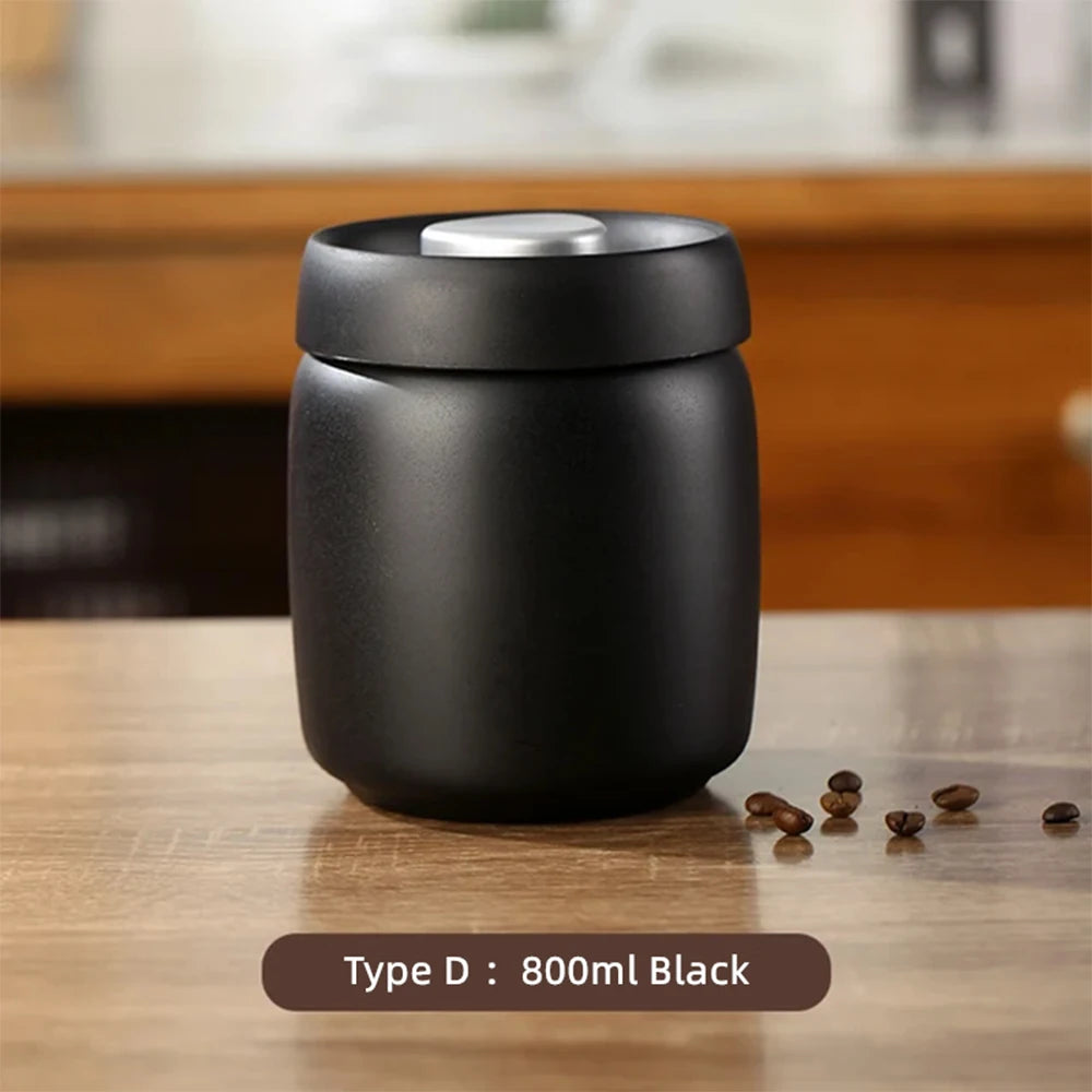 Coffee Sealed Can Stainless Steel Manual Vacuum Storage Container Jar Canister for Coffee Beans Outdoor Camping Kitchen Barista