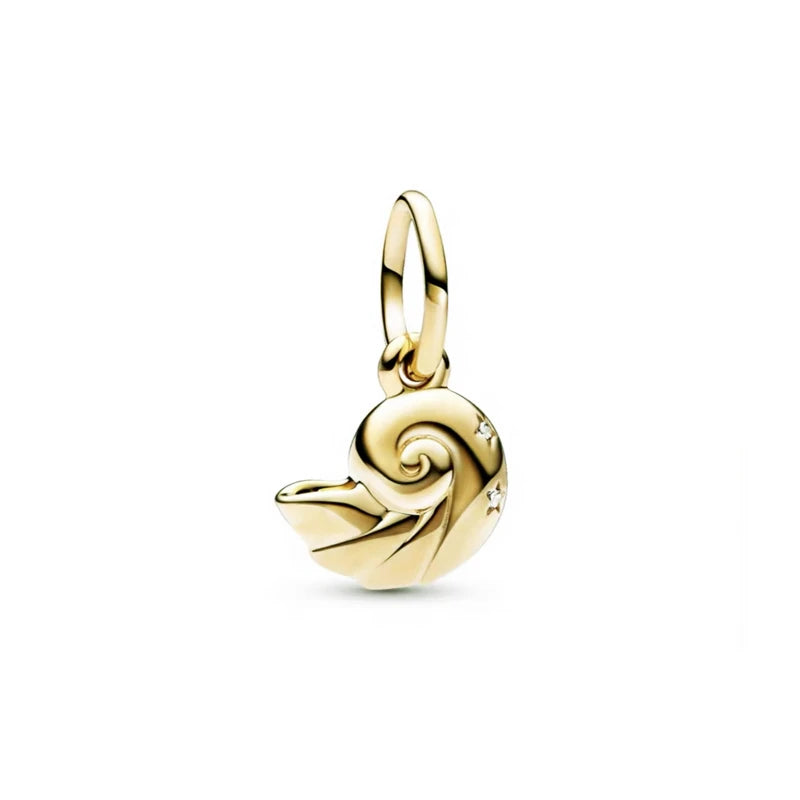 Gold Plated CZ Charms Fit Original Bracelet 925 Sterling Silver Core Heart Star Flower Dangle Beads Luxury DIY Jewelry Gift