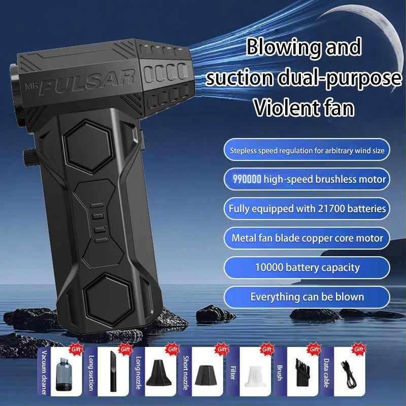 New Turbo Jet Blower 990000RPM Outdoor Powerful Air Blower Brushless Motor Turbo Fan Wind Speed 75m/s 10000mAh Thrust PC Tool