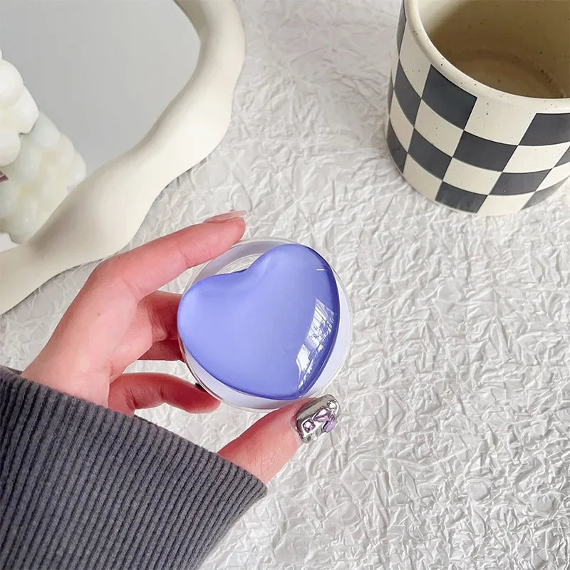 Korean Y2K Pink Glass Love Heart Magnetic Holder Phone Grip Tok Detachable Bracket for Magsafe Universal Smart Tok for IPhone