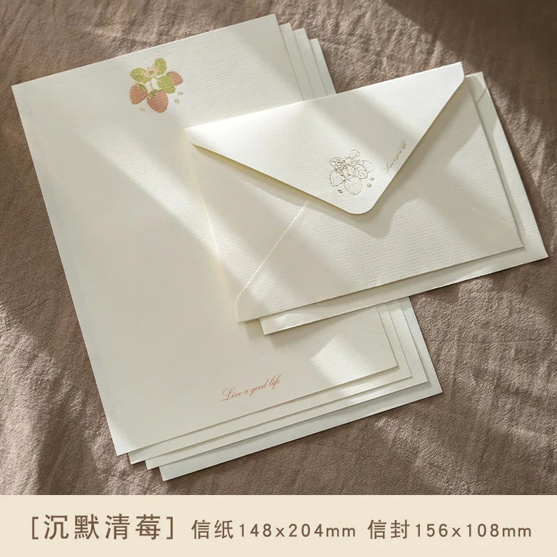 4 Envelopes + 2 Letter Papers Set, Simple Literary Stationery Set, Journal Letter Greeting Card Decor Material