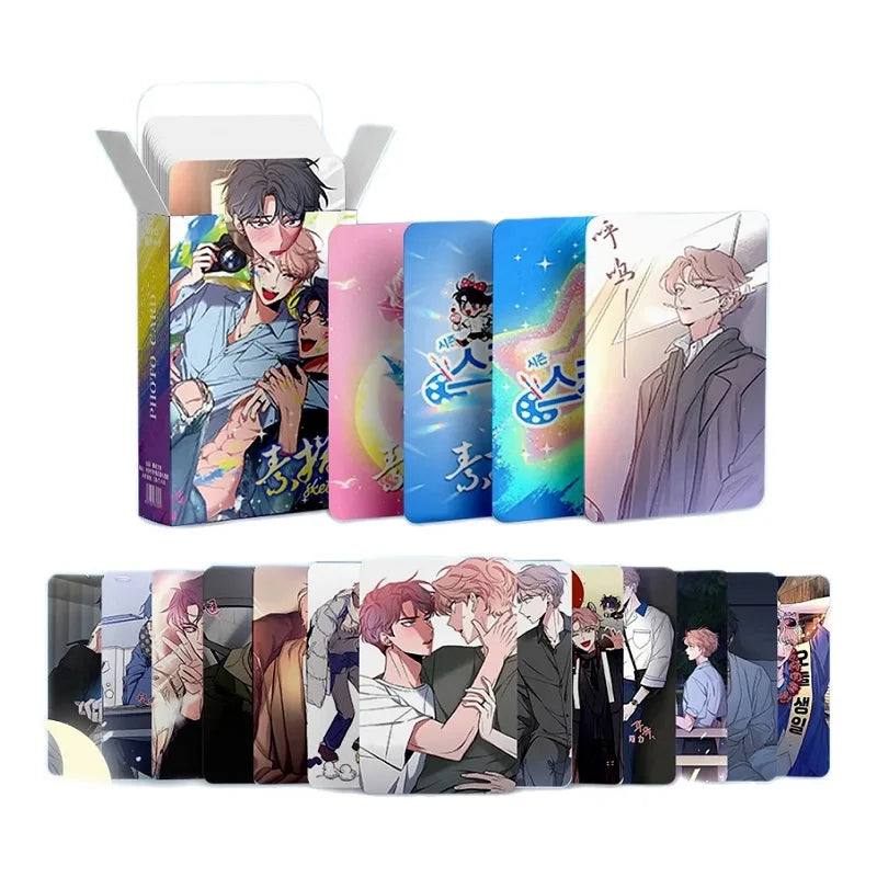 55 Pcs/Set Korean Manwha Laser Lomo Card Lee Joobin, Choi Ilkyung Cartoon Characters HD Photo Card Cosplay Gift
