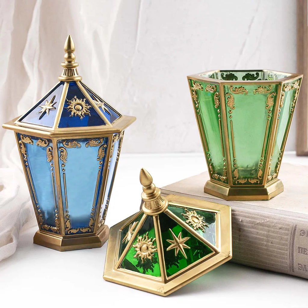 Eid Ornaments Candle Jar Silicone Mold DIY Hexagon Star Moon Relief Jewelry Storage Box Crafts Making Plaster Resin Clay Molds