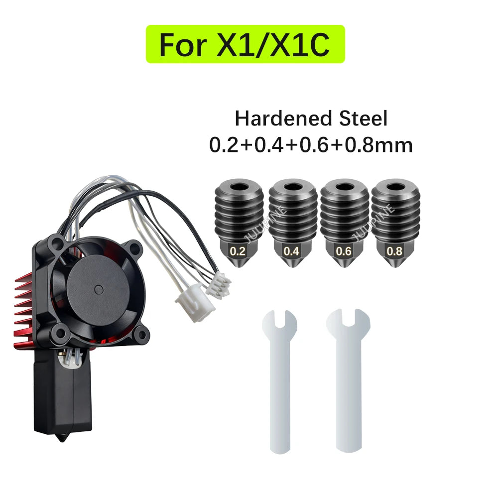 For Bambu Lab P1S Hotend Complete Assembly Upgrade Hardened Steel Extruder Kit For X1 X1C P1P P1S Fan Nozzle X1 Carbon Hot End