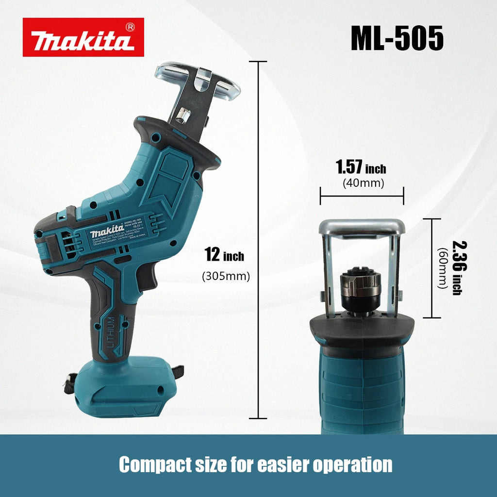Makita ML-505 Cordless Reciprocating Saw Electric Chain Saw Portable Power Tool for Wood Metal Pipe Cutting