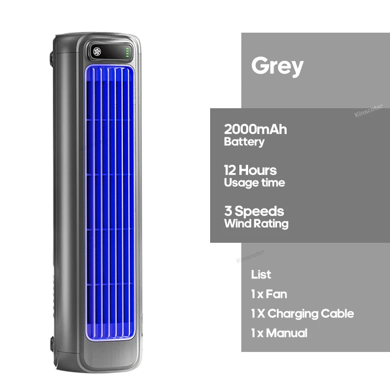 New Wall Mounted Air Conditioning Fan 2000mAh 3 Speeds Adjustable Vertical Non-drilling Circulating Fan Home Quiet Tower Fan