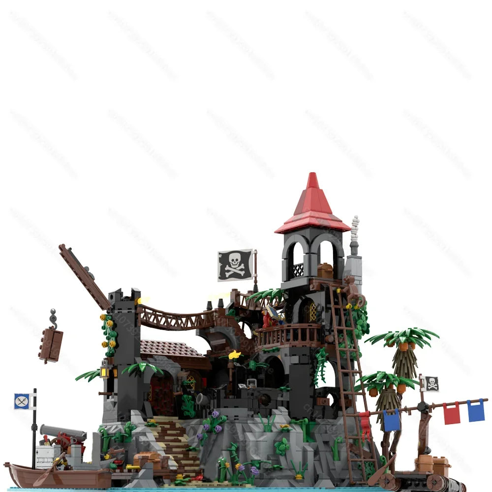 New 2446PCS medieval Pirate Series Rock Island Refuge Model DIY creative ideas child Toy Assembly Puzzle Birthday Gift MOC-6273