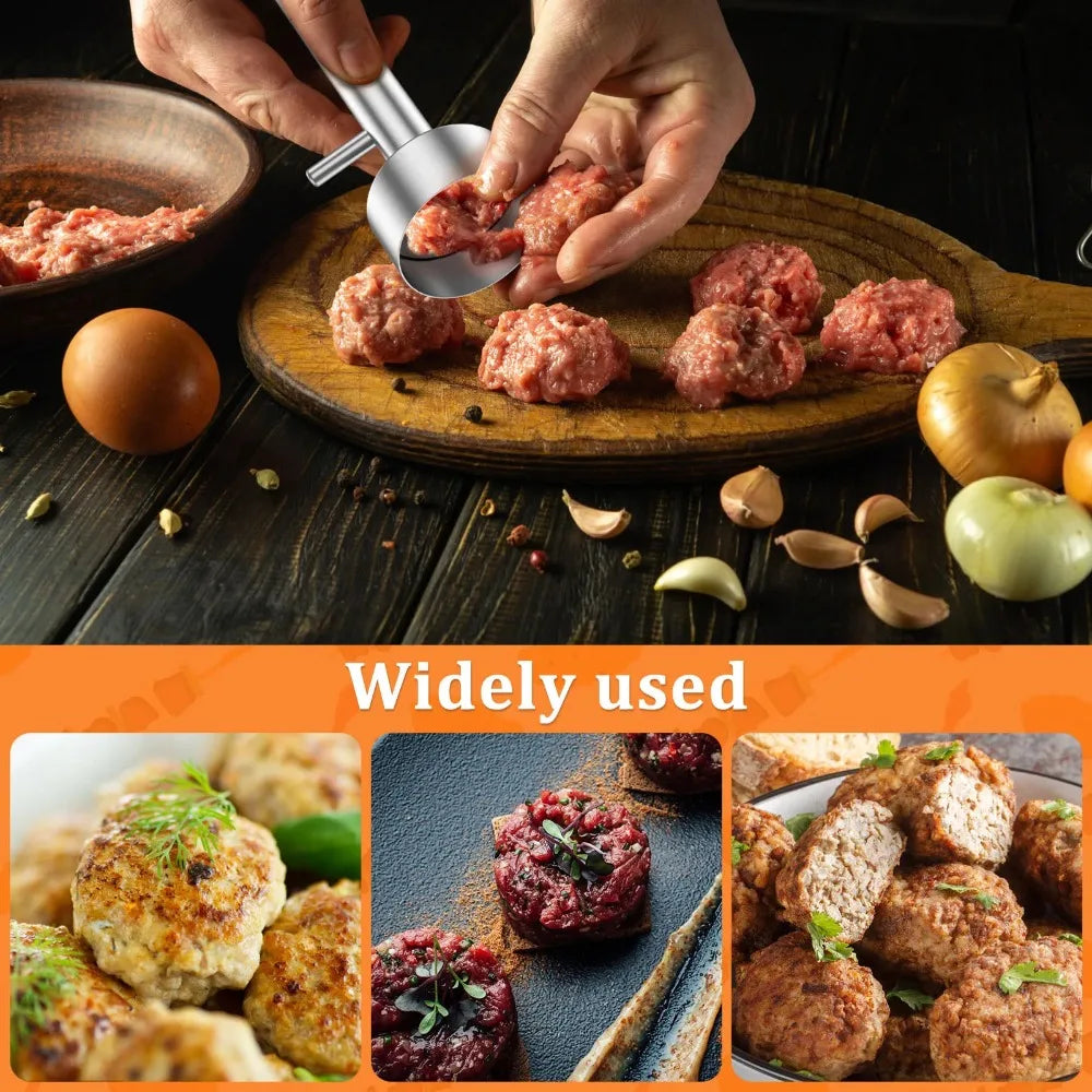 Stainless Steel Falafel Scoop Maker Meatball Press Tool Nonstick Easy to Clean Kitchen Gadget for Cookie Dough Veggie Balls ﻿