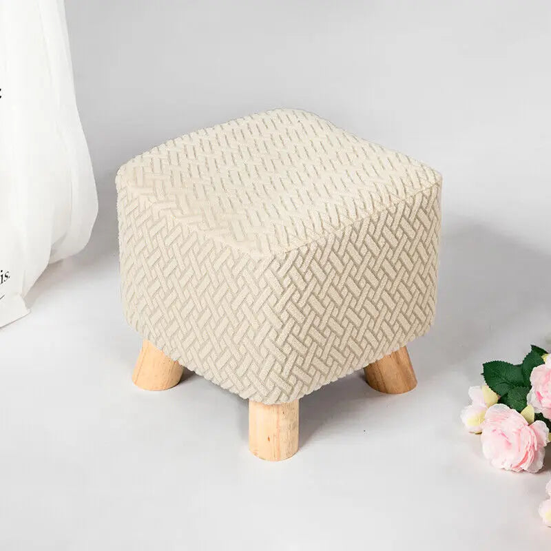 Square Stool Covers Thick Stretch Knitting Round Seat Covers Living Room Chair Cover Small Footstool Ottoman Slipcover Protector