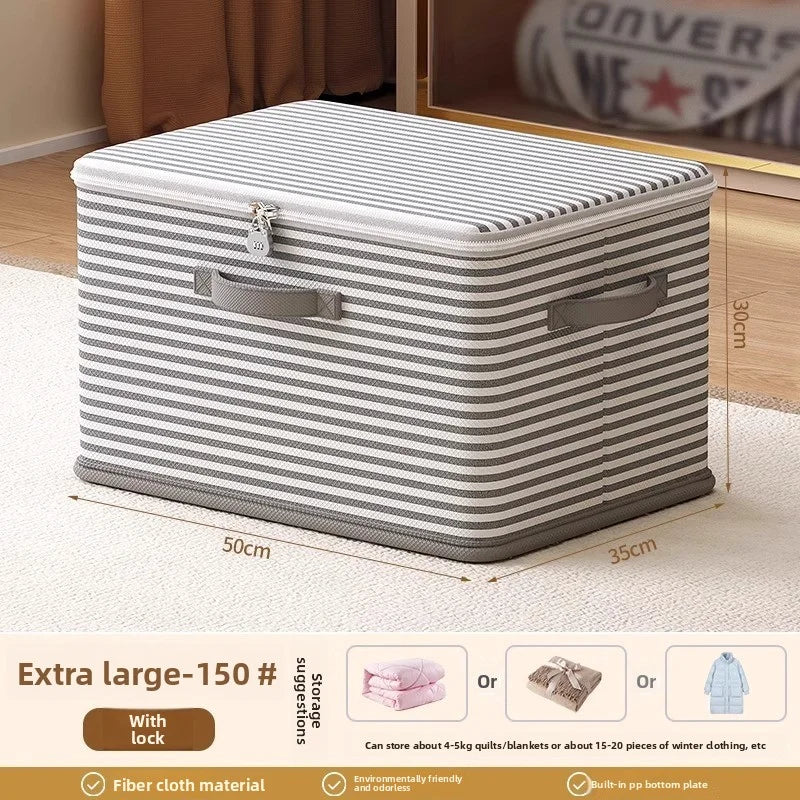 Lockable storage box, used for organizing clothes, blankets, toys in wardrobes, foldable password storage box