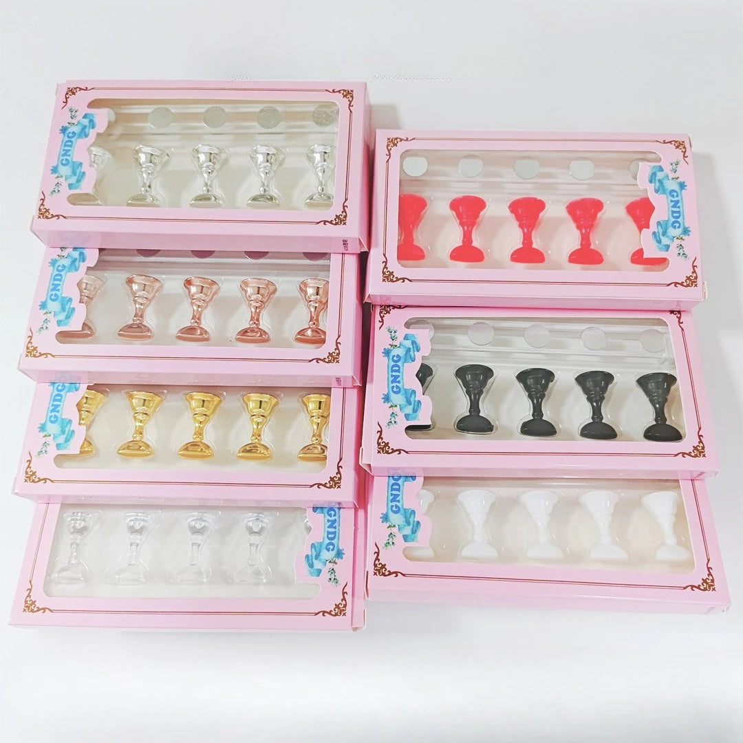 5pcs Nail Holder False Nail Tip Practice Stand Crystal Base Magnetic Holder Nail Art Display For Art Salon DIY & Practice Tools