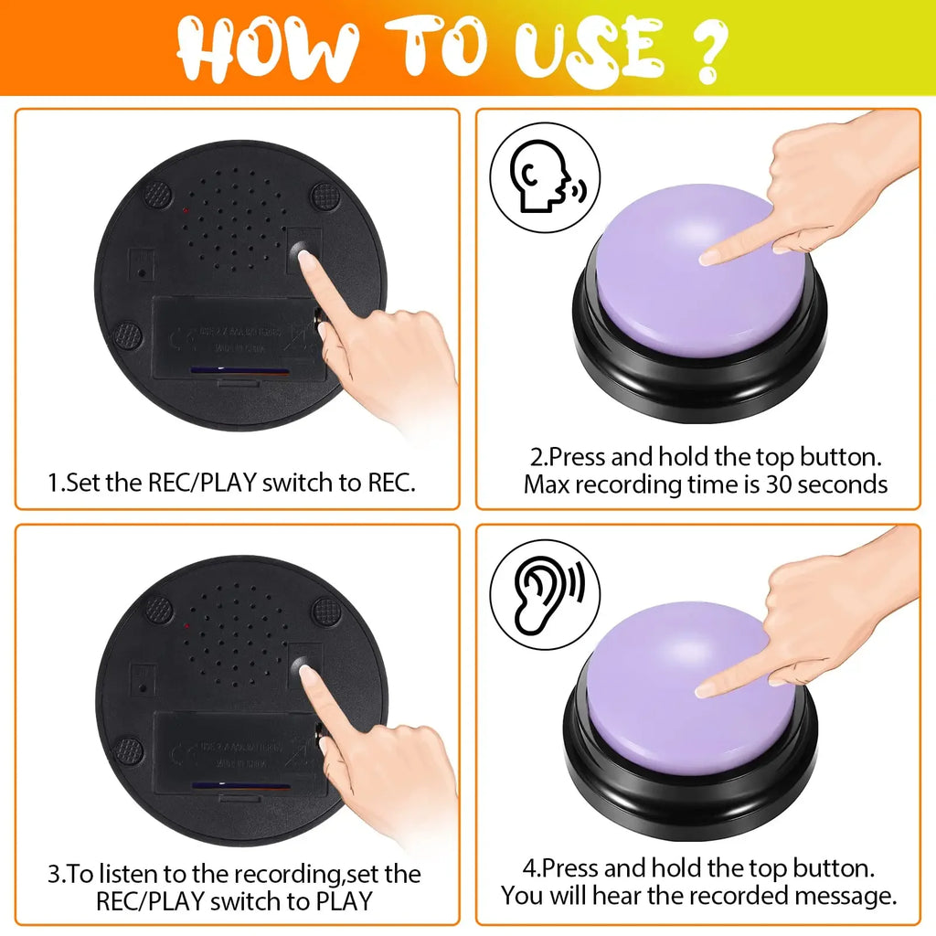 Dog Communication Buttons Voice Recording Button for Pet Training Buzzer 30 Second Record Playback Funny Gift for Talking Pet