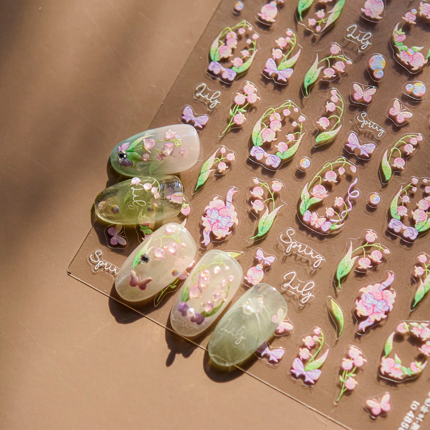 Red Butterfly 5D Nail Sticker Nail Art Decoration Spring Flowers Nail Art Decal Relief Sticker Press on Nails