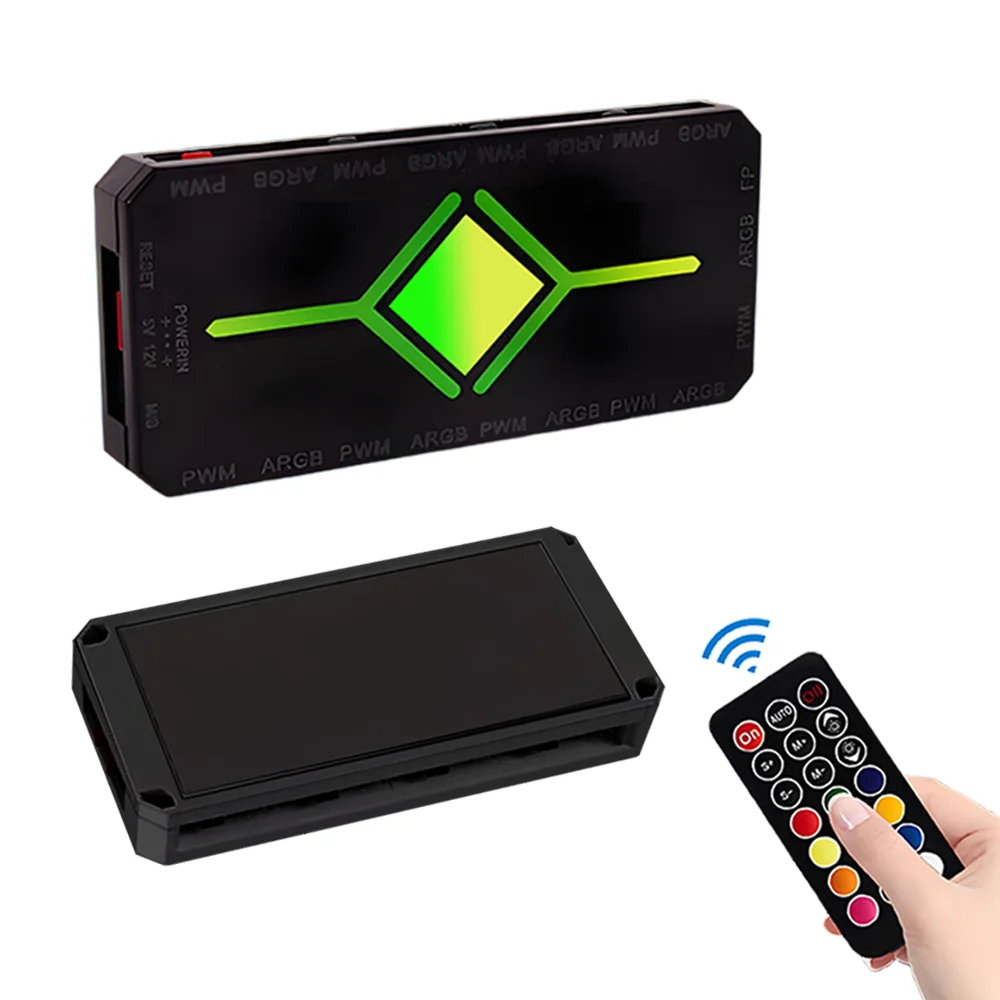 1~9 Port 3-in-1 4-Pin PWM Magnetic Hub with Remote PWM Magnetic Fan Hub Splitter ARGB Hub Splitter for PC Cases