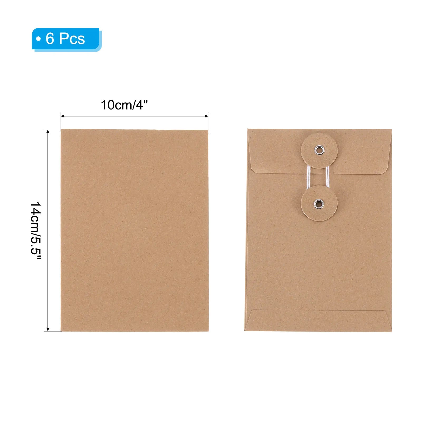 6/12Pcs Kraft Paper Envelope with String Tie Closure Vintage Envelopes File Folder Bag for Office Card Storage Document Organize