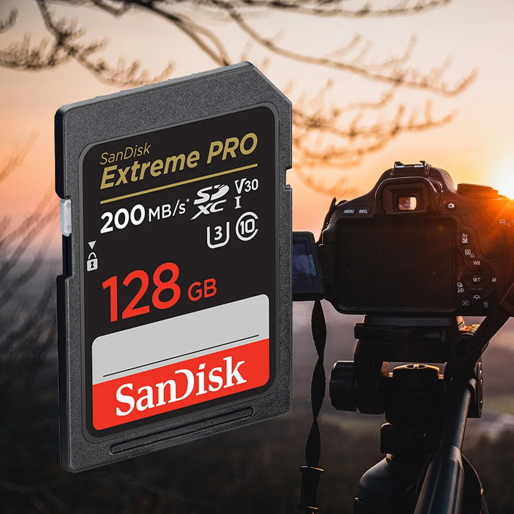 SanDisk SD Card 32GB SDHC 64GB 128GB 256G SDXC SD Card C10 Memory Cards Up to 200MB/s Read U3 V30 Flash Cards 4K UHD for Camera