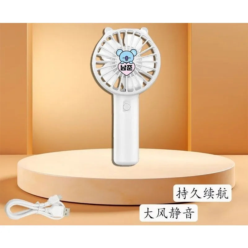BT21 TATA peripheral cartoon cute handheld small fan, creative new rechargeable mini fan for students and office workers, gift