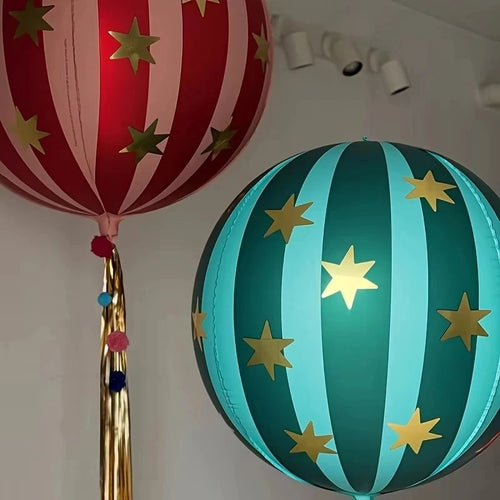 3 Pcs 22 Inch 4D Striped Star Aluminum Film Balloon Ktv Mall Home School Decoration Circus Party Supplies Kids Photo Booth Props