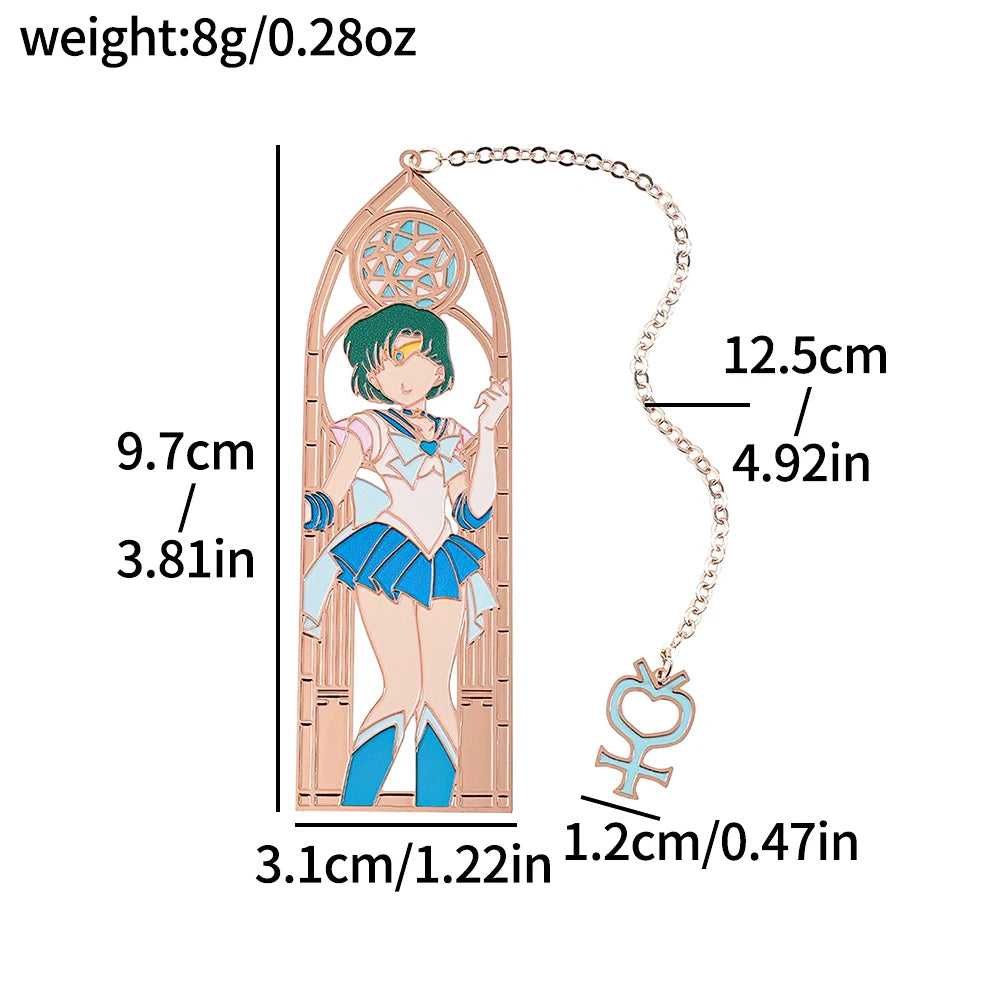 5 Style Beautiful Girl Soldier Book Mark Anime Girl Fan Collection Metal Bookmarks Gift for Book Lovers Women Reading Marker