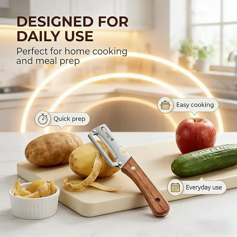 Stainless Steel Wooden Handle Peeler High-Looking Kitchen Special for Fruit and Vegetable Peeling Durable and Smooth Operation