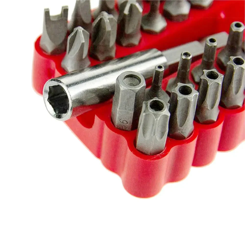 Krachtige 33Pcs 1/4" 6.35mm Magnetic Holder Drill Tools Screws Security Tamper Proof Spanner Star Hex Torx Wing Screwdriver Bits
