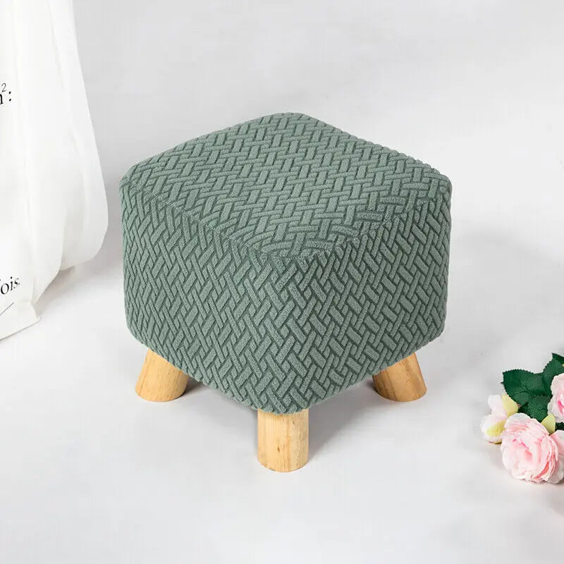 Square Stool Covers Thick Stretch Knitting Round Seat Covers Living Room Chair Cover Small Footstool Ottoman Slipcover Protector