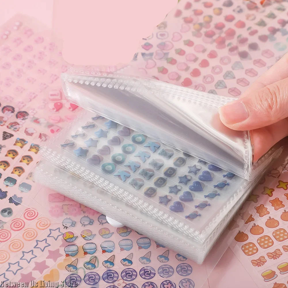 3500pcs/50 Sheets Vintage Clear Mini Stickers with Storage Book for Stationery Kids Gift Craft Supplies Scrapbooking Stickers