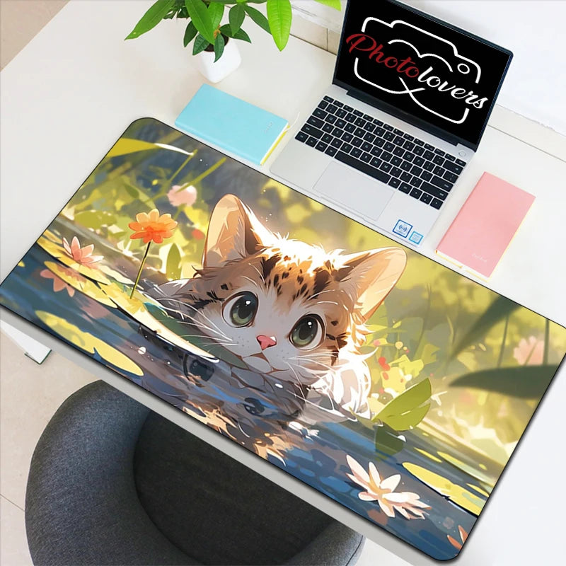 Anime Xxl Mouse Pad Gaming Accessories Cartoon Cat Keyboard Mousepad Gamer Desk Mat Cute Computer Offices Pc Cabinet Kawaii Mice