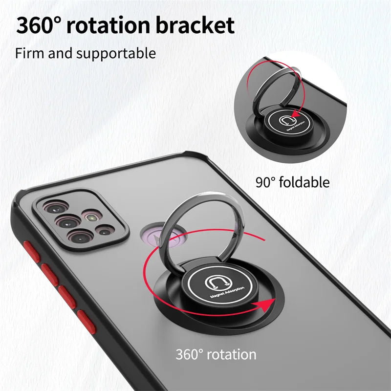 Funda For Motorola G10 G20 G30 Case Shockproof Armor Magnetic Holder Ring Case For Moto G31 G41 G51 G71 Hard PC Matte Back Cover