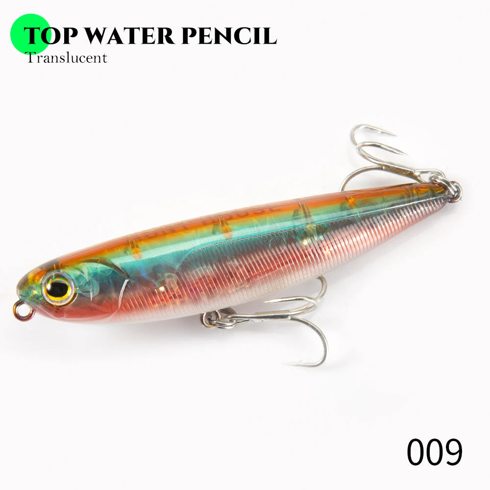 Hunthouse Top Water Pencil Fishing Lure Walk The Dog 60mm 6.4g Artificial Baits Stickbait Fishing Tackle For Pike Bass LW536