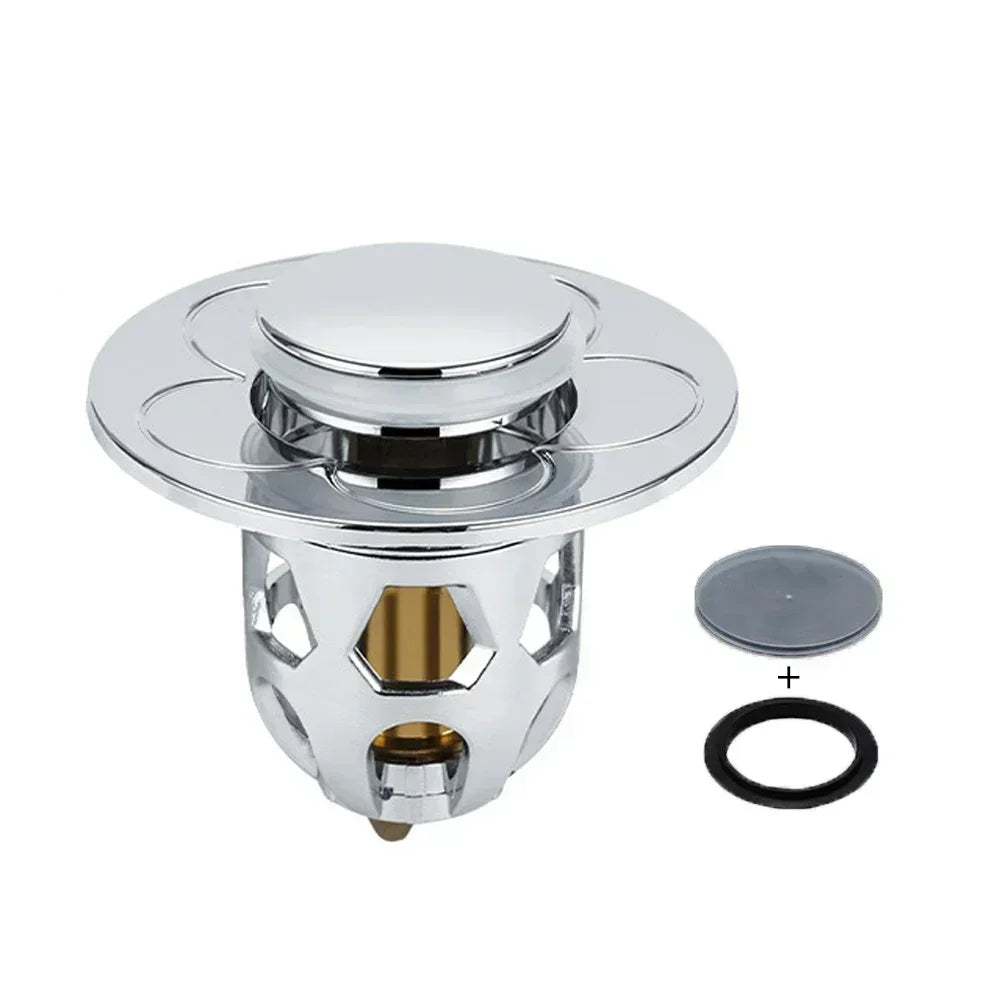 Stainless Steel Pop-Up Bounce Core Sink Drains Stopper Wash Basin Drain Filter Plug Bathroom Shower Hair Catcher Bathtub Tools