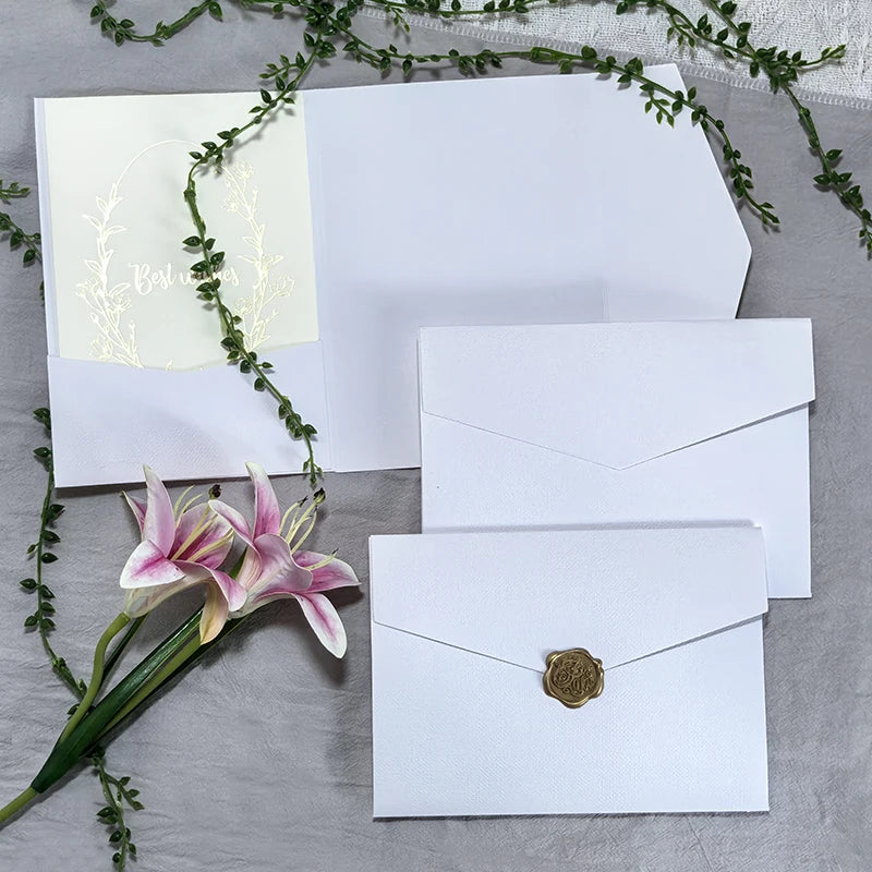 10/30pcs 132x184mm White Envelopes for Wedding Invitation Business High-grade 250g Texture Paper Stationery Supplies Storage Bag