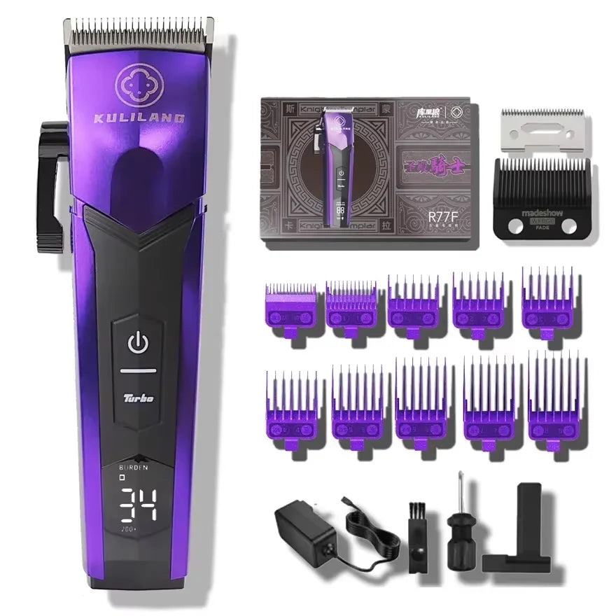 KULILANG Professional Barber R77F R55F R11F Gradient Electric Hair Clipper Titanium Plated FADE Blade 7200rpm Hair Salon Trimmer