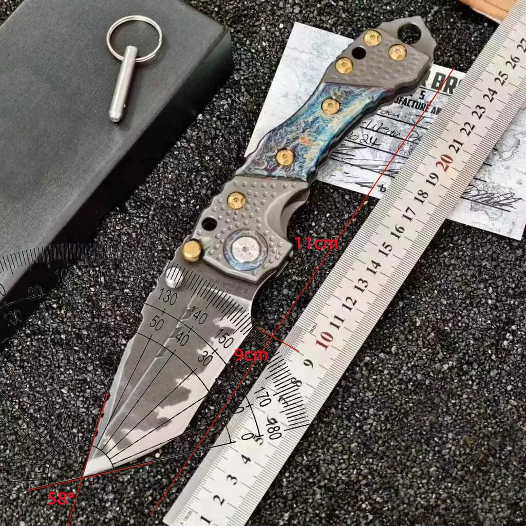 New T1 Heavy Duty Folding Knife Titanium Alloy Handle Camping Outdoor High Hardness Hunting Knife EDC Portable Defense Tool