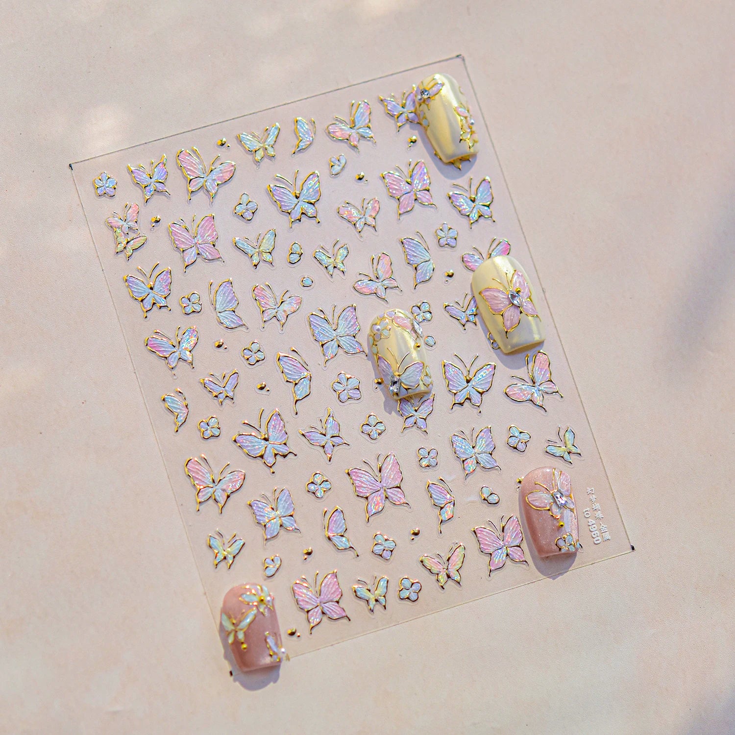 Red Butterfly 5D Nail Sticker Nail Art Decoration Spring Flowers Nail Art Decal Relief Sticker Press on Nails