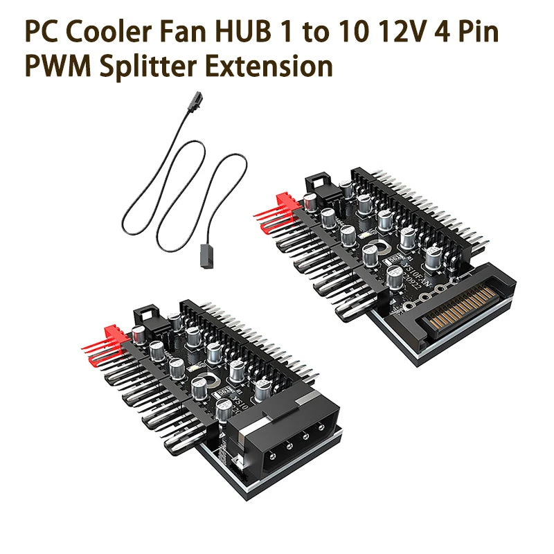 Motherboard 1 to 10pin fan 4 Pin PWM Cooler Fan HUB Splitter Extension 12V Power Supply Socket PC Speed Controller Adapter