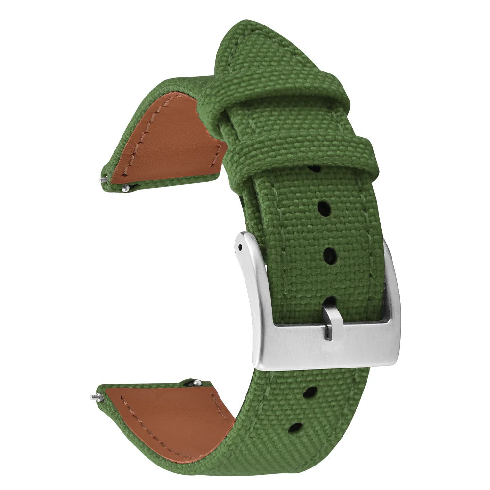 18mm 20mm 22mm Nylon Watch Strap Two-Sided Leather and Sailcloth Watch bands Quick Release Wristbands Sport Belt for Men Women