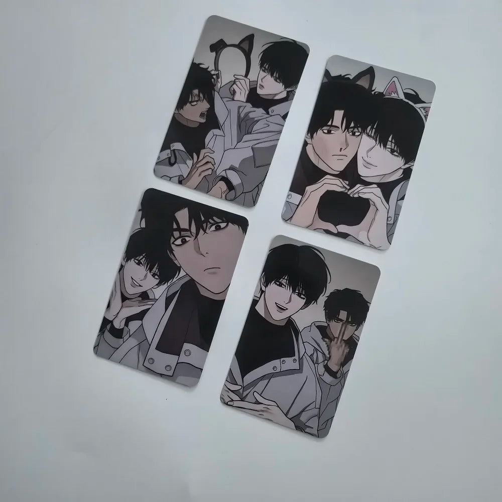 4Pcs Korean Manhwa Reverse Thinking Photo Card Set - 3 Inch Collectible Manga Character Collectible Lomo Cards ﻿