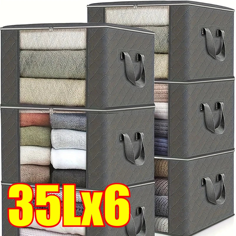 Closet Organizers and Storages Clothes Storage Bag Blanket Storage Foldable Storages Bin Sturdy Sewn By 3 Layers Fabrics