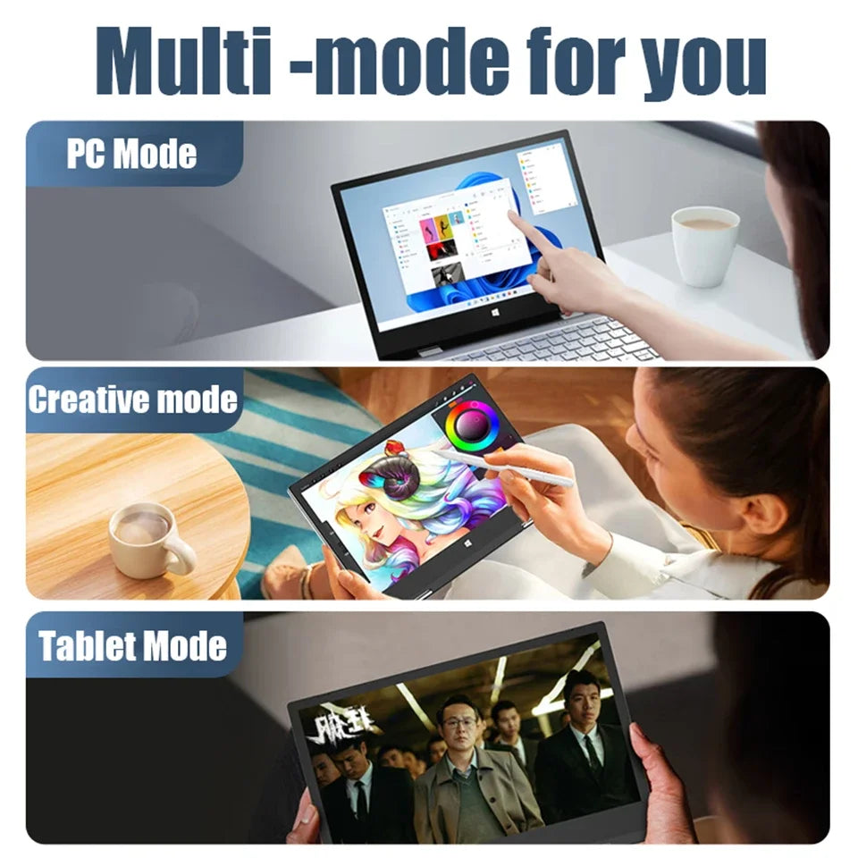 Portable 2 in 1 mini Laptop Computer  Touch Screen 11.6" Intel N4020 8GB 512GB Windows 11 Pro Office Learning Tablet PC Notebook