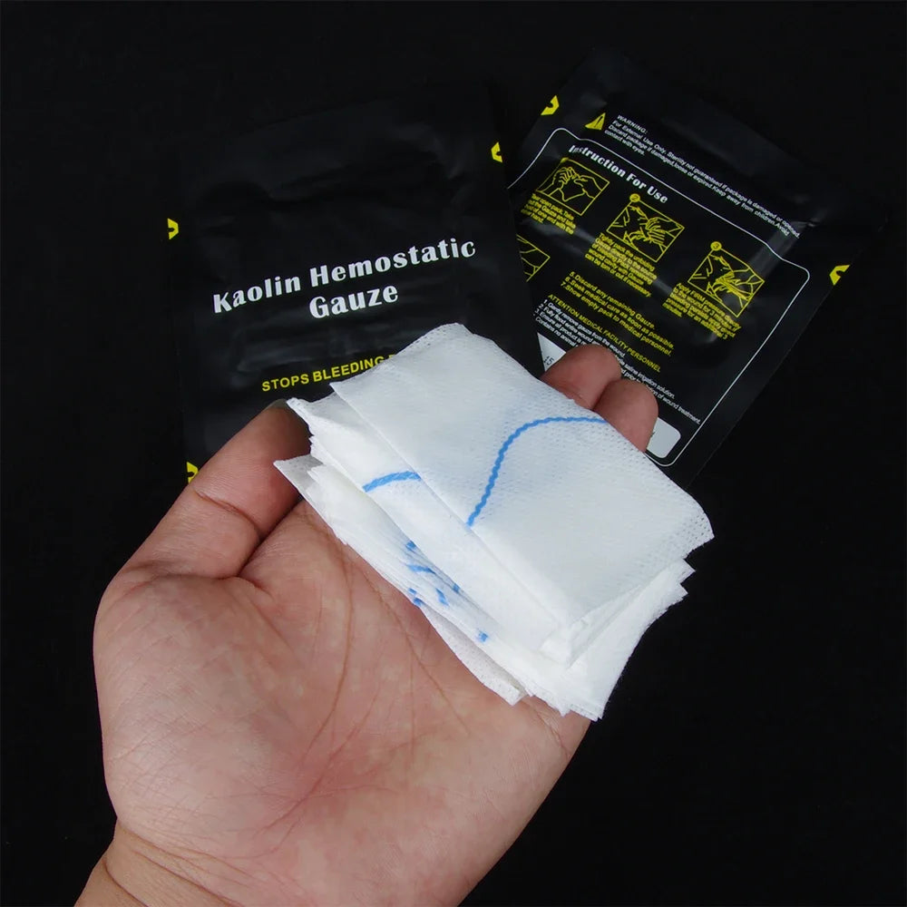 1.5/3.75M Hemostatic Kaolin Gauze Combat Emergency Trauma Z-Fold Soluble For Ifak Tactical  First Aid Kit Medical Wound Dressing
