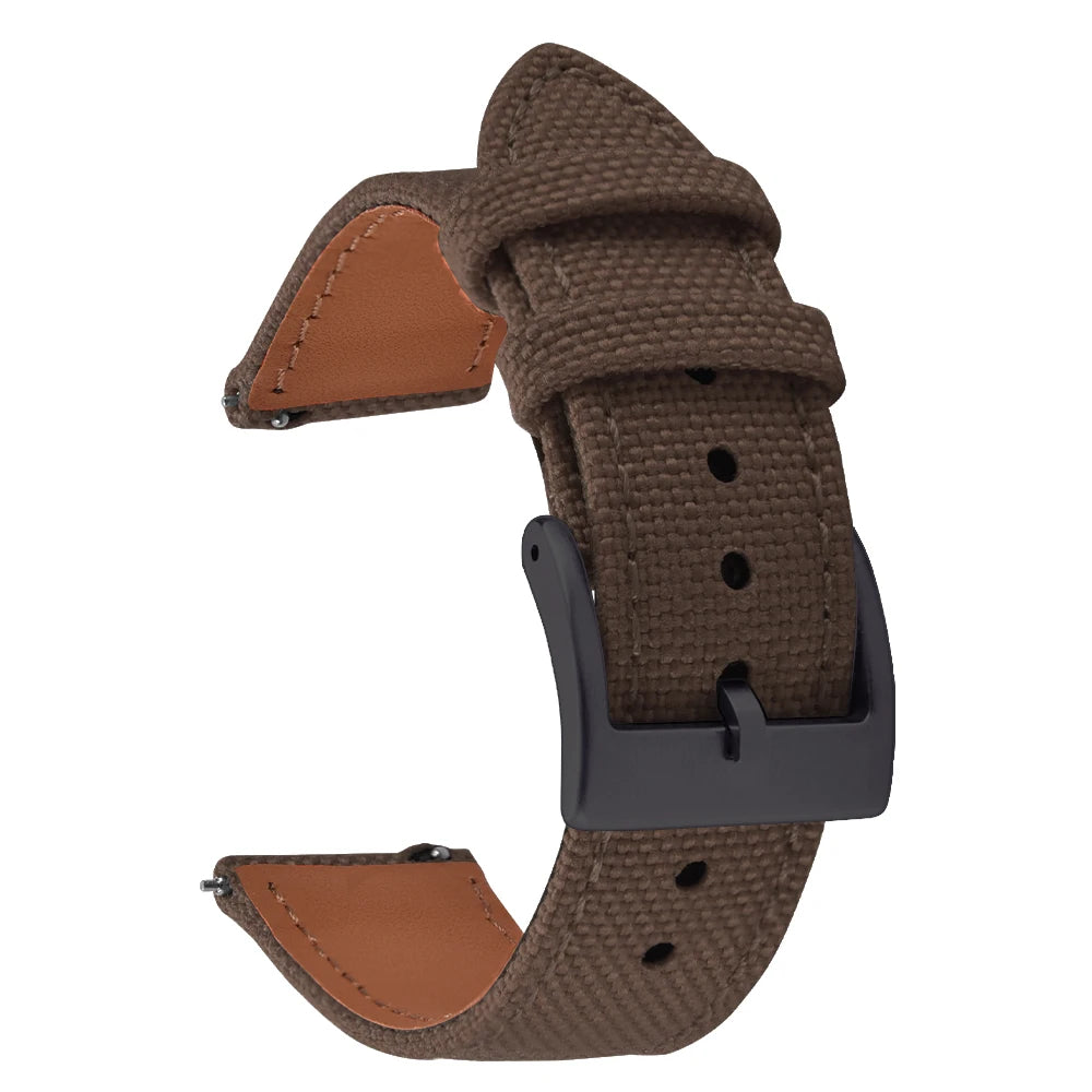 18mm 20mm 22mm Nylon Watch Strap Two-Sided Leather and Sailcloth Watch bands Quick Release Wristbands Sport Belt for Men Women