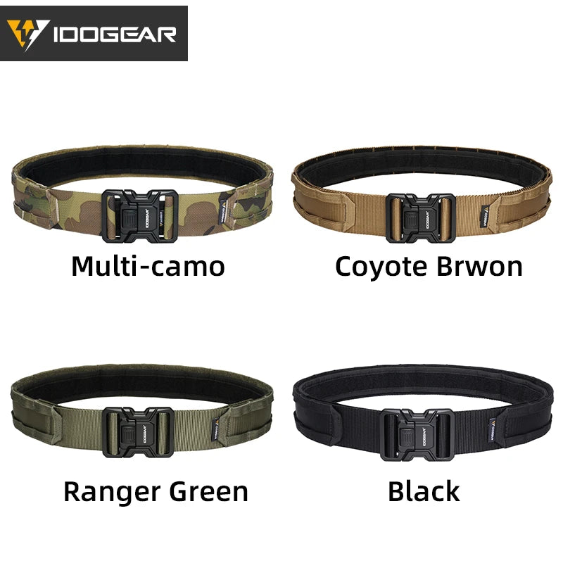 IDOGEAR Tactical 2" Belt Quick Release MOLLE Belt With Inner Outer Adjustable For Men Outdoor Sport Airsoft 3444