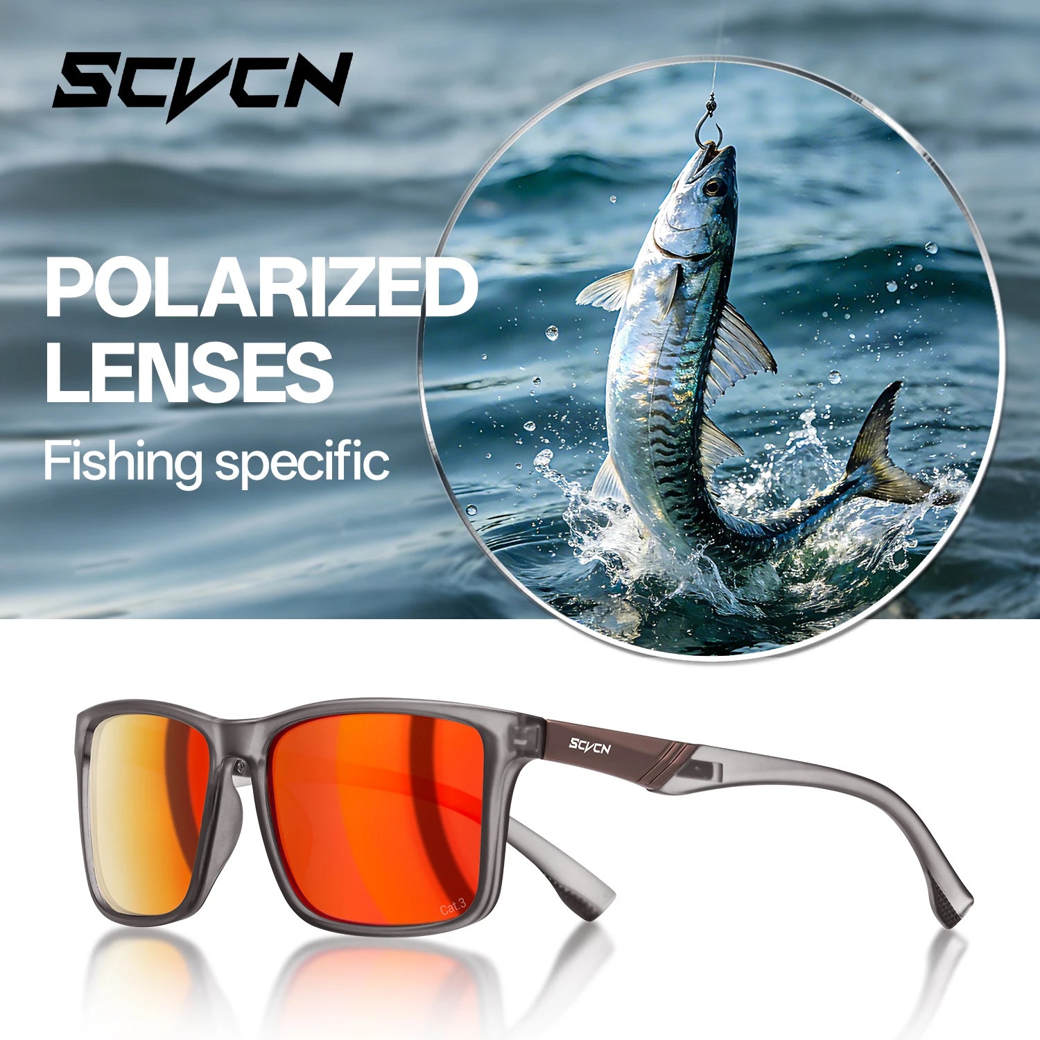 SCVCN Fishing Polarized Sunglasses Outdoor Sport Photochromic Glasses Men Outdoor Cycling Bike UV400 Protective Hiking Goggles