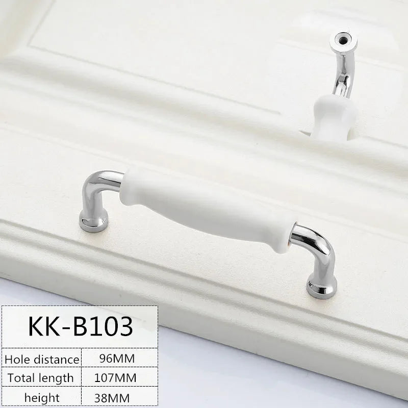 1pcs White Ceramic Door Handles Modern Furniture Knobs Zinc Alloy Ceramic Pulls Kitchen Cupboards Cabinet Door Drawer Handle