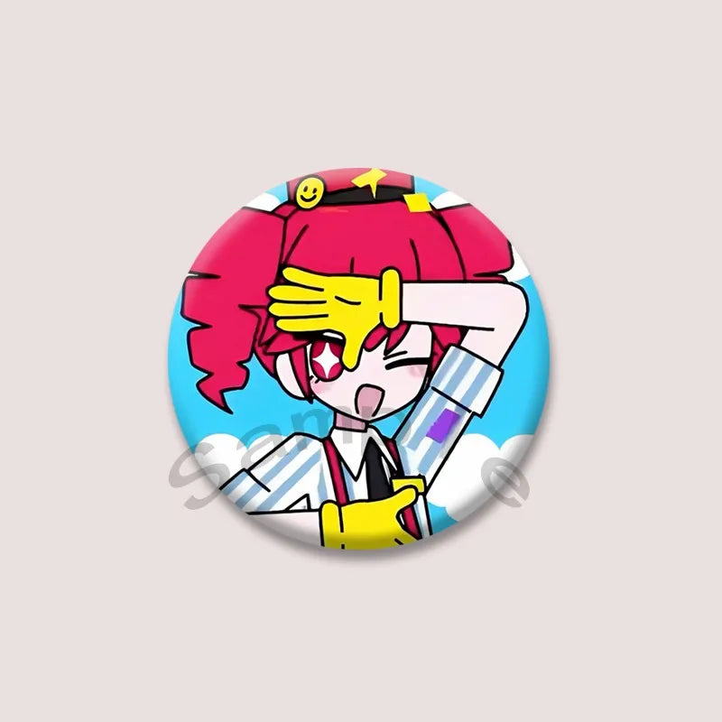 Kasane Teto Badge, Cute UTAU Anime Round Button Pin, Vocaloid Cosplay Brooch for Backpack Clothes, Collectible Gift for Fans