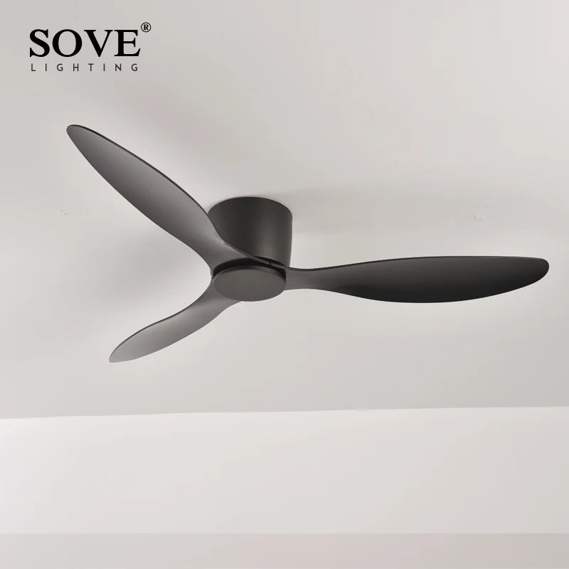 SOVE Modern White Low Floor BLDC Motor 30W Ceiling Fans With Remote Control Simple Ceiling Fan Without Light Home Fan 220V